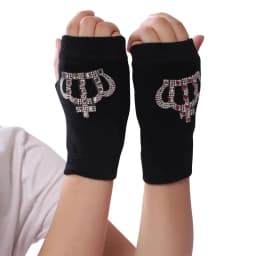 Fashion Rhinestone Rivet Crown Gothic Punk Adult Cool Fingerless Gloves Women Men Black Knitted Half Finger Winter Warm Mittens