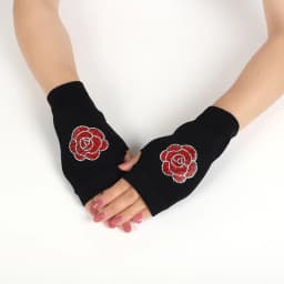 Fashion Rhinestone Rivet Crown Gothic Punk Adult Cool Fingerless Gloves Women Men Black Knitted Half Finger Winter Warm Mittens