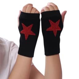 Fashion Rhinestone Rivet Crown Gothic Punk Adult Cool Fingerless Gloves Women Men Black Knitted Half Finger Winter Warm Mittens