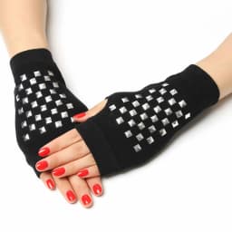 Fashion Rhinestone Rivet Crown Gothic Punk Adult Cool Fingerless Gloves Women Men Black Knitted Half Finger Winter Warm Mittens