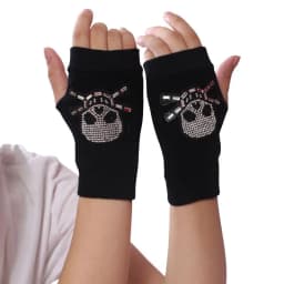 Fashion Rhinestone Rivet Crown Gothic Punk Adult Cool Fingerless Gloves Women Men Black Knitted Half Finger Winter Warm Mittens