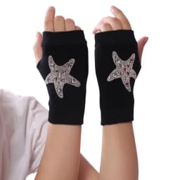 Fashion Rhinestone Rivet Crown Gothic Punk Adult Cool Fingerless Gloves Women Men Black Knitted Half Finger Winter Warm Mittens