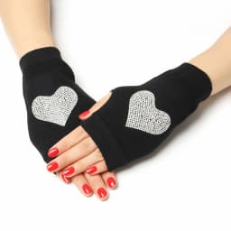 Fashion Rhinestone Rivet Crown Gothic Punk Adult Cool Fingerless Gloves Women Men Black Knitted Half Finger Winter Warm Mittens
