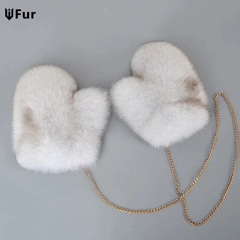 Hot Sale Winter Women Natural Real Fox Fur Gloves Warm 100% Genuine Fox Fur Mittens Girl Fashion Luxury Real Fox Fur Glove