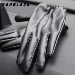 Fashion Men Women Winter PU Leather Gloves Luxurious Cashmere Warm Driving Gloves Black Touch Screen Waterproof Gloves Mittens