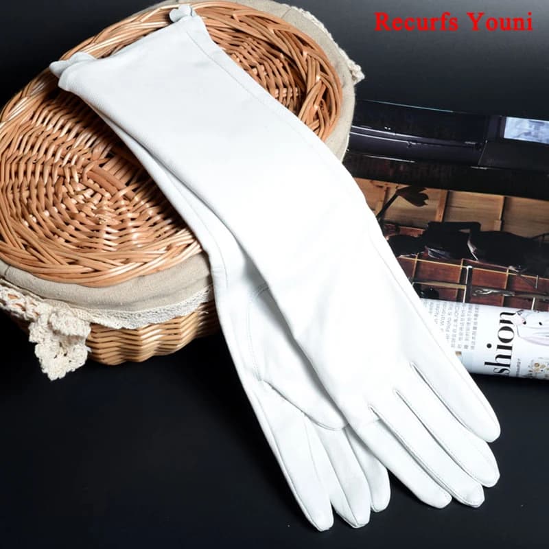 Sale 2026 Winter Women Genuine Leather 30cm/40cm/50cm Long Evening Gloves Female Customized Large 2XL Size Black/Red/White Luvas