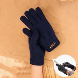 Men's Autumn Winter Touch Screen Knitted Gloves Outdoor Sports Cycling Plus Velvet Double Layer Thicke Driving Warm Mittens S310