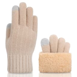 Men's Autumn Winter Touch Screen Knitted Gloves Outdoor Sports Cycling Plus Velvet Double Layer Thicke Driving Warm Mittens S310