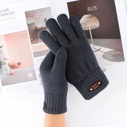 Men's Autumn Winter Touch Screen Knitted Gloves Outdoor Sports Cycling Plus Velvet Double Layer Thicke Driving Warm Mittens S310