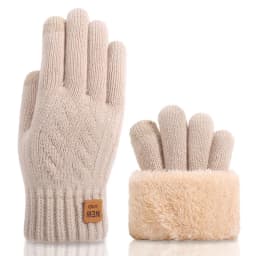 Men's Autumn Winter Touch Screen Knitted Gloves Outdoor Sports Cycling Plus Velvet Double Layer Thicke Driving Warm Mittens S310