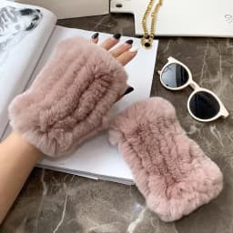 New Arrival Female Natural Rabbit Fur Gloves Knitted Warm Real Rex Rabbit Fur Mittens Women Winter Outdoor Rex Rabbit Fur Gloves