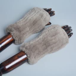 New Arrival Female Natural Rabbit Fur Gloves Knitted Warm Real Rex Rabbit Fur Mittens Women Winter Outdoor Rex Rabbit Fur Gloves