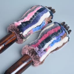 New Arrival Female Natural Rabbit Fur Gloves Knitted Warm Real Rex Rabbit Fur Mittens Women Winter Outdoor Rex Rabbit Fur Gloves