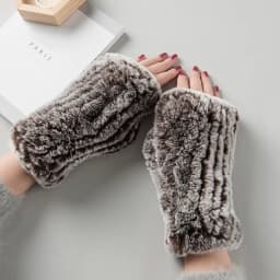 New Arrival Female Natural Rabbit Fur Gloves Knitted Warm Real Rex Rabbit Fur Mittens Women Winter Outdoor Rex Rabbit Fur Gloves