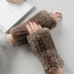 New Arrival Female Natural Rabbit Fur Gloves Knitted Warm Real Rex Rabbit Fur Mittens Women Winter Outdoor Rex Rabbit Fur Gloves