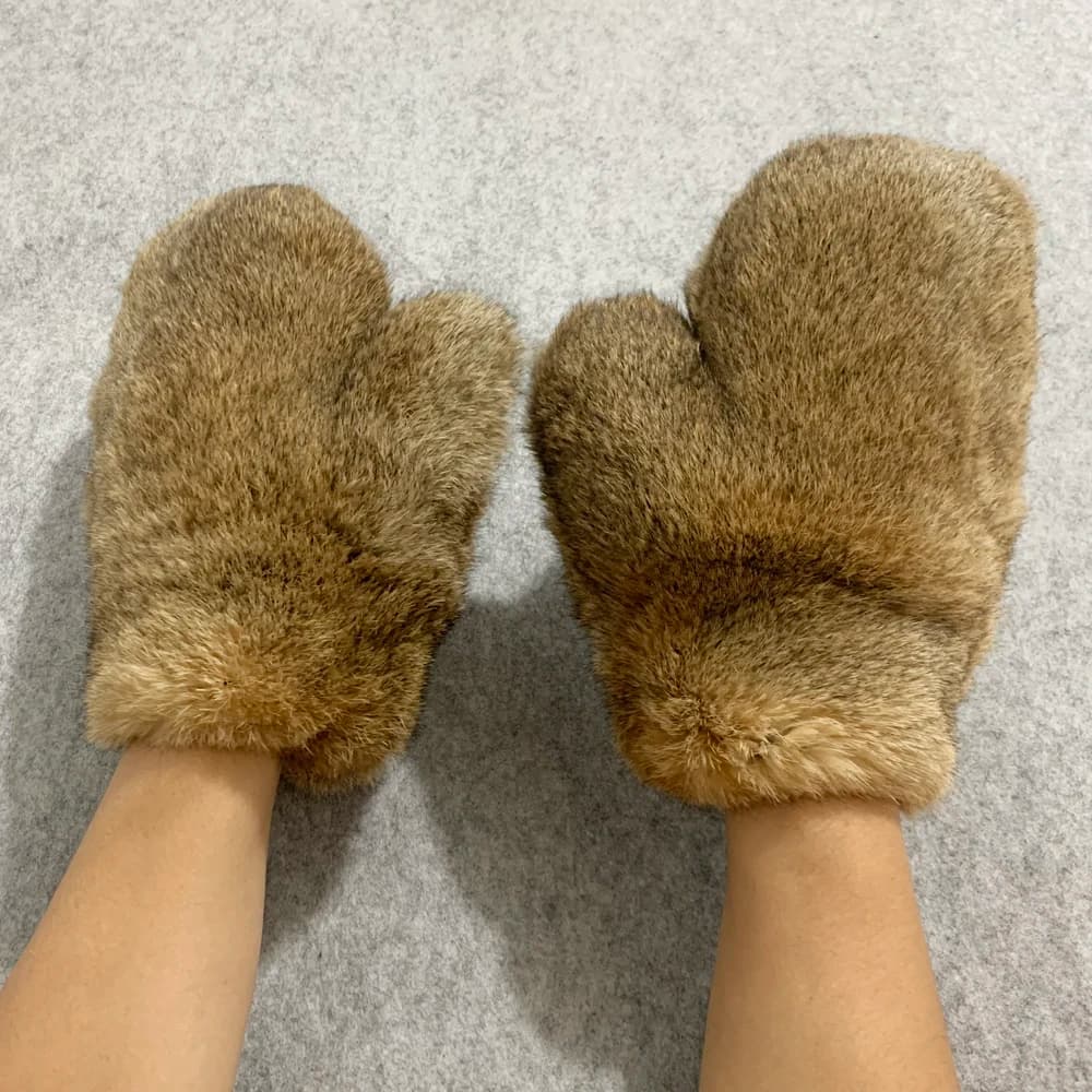 2026 Hot Sale Winter Women Real Genuine Rabbit Fur Mittens Fahion Unisex Warm Rabbit Fur Mitten Male Natural Fur Plus Gloves