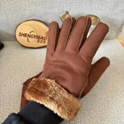 2017 Winter Thick Faux Wool Sheepskin Gloves Mittens Fashion Unisex Wind Suede Leather Fur Women Men Warmer Cycling Gloves G127