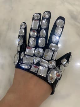 Women's fashion semi-finger faux PU  leather sexy fingerless heart cut out rhinestone gloves lady's hip-hop dance  gloves