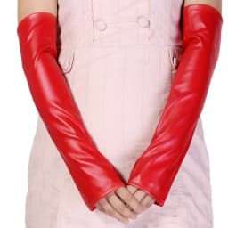 Women Winter Warm Half Finger Arm Sleeve Nightclub Show Touch Screen Mitten Thin Long Fingerless Pu Leather Driving Gloves M36