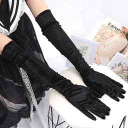 55cm Women Vintage Black Velvet Long Gloves Opera Over Elbow Arm Sleeve Full Finger Driving Evening Dress Etiquette Gloves