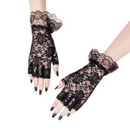 Summer Women Lace Driving Sun Protection Finger Gloves Wedding Thin Elasticity Mesh Touchable Screen Half Finger Short Gloves