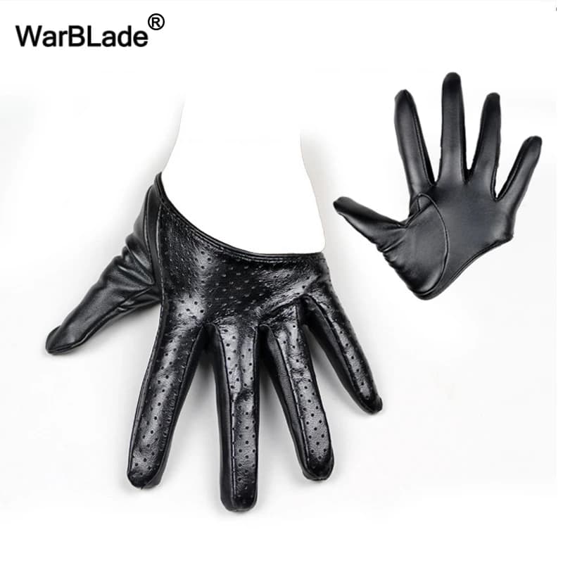 WarBLade New Design Sexy Leather Gloves For Women Half Palm PU Leather Gloves Dancing Party Show Gloves Black Mittens