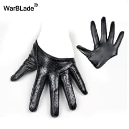 WarBLade New Design Sexy Leather Gloves For Women Half Palm PU Leather Gloves Dancing Party Show Gloves Black Mittens