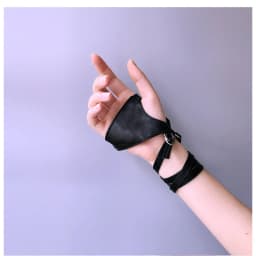 Black Sexy Bandage Lace Leather Women Half-Finger Fingerless Gloves Punk Style Nightclub Hip-Hop Pole Dancing Stage Performance