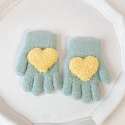 3-6 years old winter solid color children's love gloves, warm and cold resistant, all finger thick, boys' and girls' hand warmer