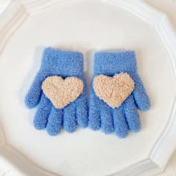 3-6 years old winter solid color children's love gloves, warm and cold resistant, all finger thick, boys' and girls' hand warmer