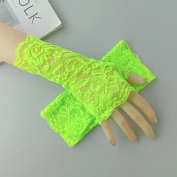 Sexy Fluorescence Party Dress Fingerless Sun Sleeve Glove Summer Women Cycling Hip Hop Punk Dance Mesh Lace Flower Mitten