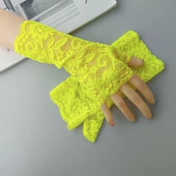 Sexy Fluorescence Party Dress Fingerless Sun Sleeve Glove Summer Women Cycling Hip Hop Punk Dance Mesh Lace Flower Mitten