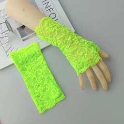 Sexy Fluorescence Party Dress Fingerless Sun Sleeve Glove Summer Women Cycling Hip Hop Punk Dance Mesh Lace Flower Mitten