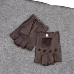 High Quality Genuine Leather Semi-Finger Gloves Male Thin Non-Slip Breathable Driving Goatskin Half Fingers Men Mittens NAN7-2
