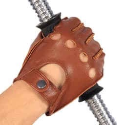 High Quality Genuine Leather Semi-Finger Gloves Male Thin Non-Slip Breathable Driving Goatskin Half Fingers Men Mittens NAN7-2
