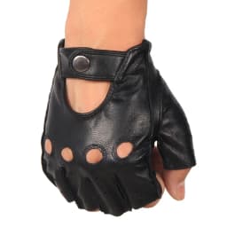 High Quality Genuine Leather Semi-Finger Gloves Male Thin Non-Slip Breathable Driving Goatskin Half Fingers Men Mittens NAN7-2