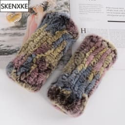 Winter Girl Natural Real Rex Rabbit Fur Gloves Good Elastic Hand Knitted Rex Rabbit Fur Mittens Lady Real Rex Rabbit Fur Gloves