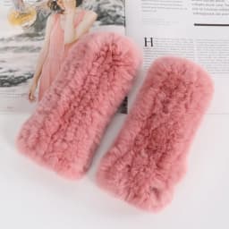 Winter Girl Natural Real Rex Rabbit Fur Gloves Good Elastic Hand Knitted Rex Rabbit Fur Mittens Lady Real Rex Rabbit Fur Gloves