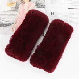 Winter Girl Natural Real Rex Rabbit Fur Gloves Good Elastic Hand Knitted Rex Rabbit Fur Mittens Lady Real Rex Rabbit Fur Gloves
