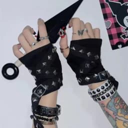 Y2K Millennial Hot JK Girls Rivet Strap Gloves Hip hop Harajuku Fingerless Gloves Punk Gothic Style Short Arm Warmer Streetwear