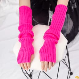 Y2K Women Long Fingerless Gloves Winter Warm Arm Sleeve Knitted Arm Warmer Mitten Casual Over Elbow Punk Gothic Gloves