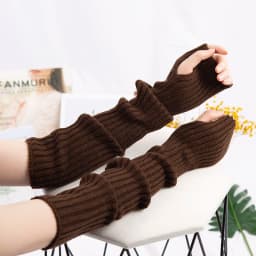 Y2K Women Long Fingerless Gloves Winter Warm Arm Sleeve Knitted Arm Warmer Mitten Casual Over Elbow Punk Gothic Gloves
