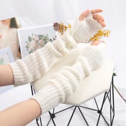 Y2K Women Long Fingerless Gloves Winter Warm Arm Sleeve Knitted Arm Warmer Mitten Casual Over Elbow Punk Gothic Gloves