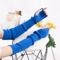 Y2K Women Long Fingerless Gloves Winter Warm Arm Sleeve Knitted Arm Warmer Mitten Casual Over Elbow Punk Gothic Gloves