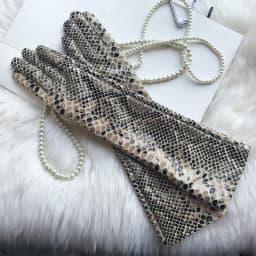 Long Genuine Leather Gloves No Lining Soft Sheepskin Snake Pattern Custom Made Women Elbow Gloves T stage gloves