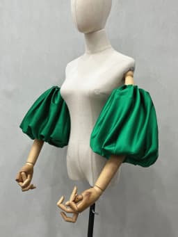 Women's Elegant Designer Puff Satin Arm Sleeve Female Vintage Photography Formal Dress Performance Party Glove R3370