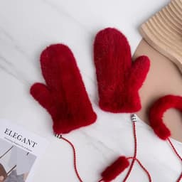 Winter Real Mink Fur Gloves Fashion Soft Warm 100%Natural Mink Fur Gloves Lady Good Elastic Genuine Fur Gloves Knitted Fur Glove