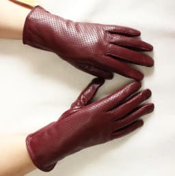 Summer Driving Thin Leather Sheepskin Gloves Women's Fashionable Silk Lining Perforated Motorcycle Riding Finger Gloves