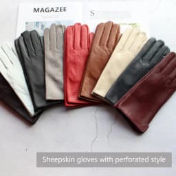 Summer Driving Thin Leather Sheepskin Gloves Women's Fashionable Silk Lining Perforated Motorcycle Riding Finger Gloves