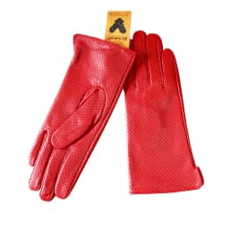 Summer Driving Thin Leather Sheepskin Gloves Women's Fashionable Silk Lining Perforated Motorcycle Riding Finger Gloves